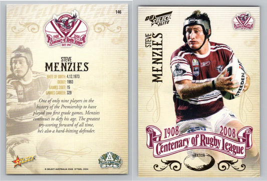 Card #   146 STEVE MENZIES NRL Centenary of Rugby League
