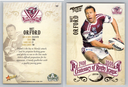Card #   147 MATT ORFORD NRL Centenary of Rugby League