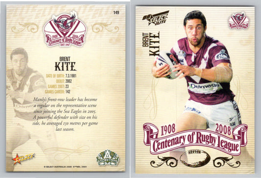 Card #   149 BRENT KITE NRL Centenary of Rugby League
