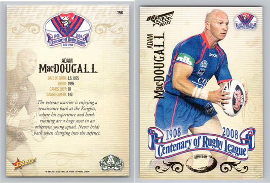 Card #   156 ADAM MacDOUGALL NRL Centenary of Rugby League