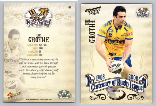Card #   166 ERIC GROTHE NRL Centenary of Rugby League