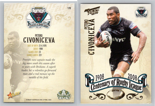 Card #   170 PETERO CIVONICEVA NRL Centenary of Rugby League