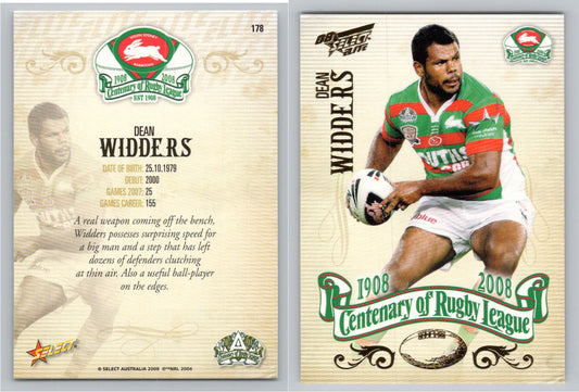 Card #   178 DEAN WIDDERS NRL Centenary of Rugby League