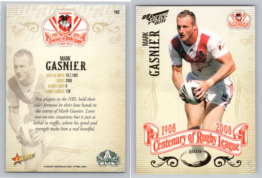 Card #   182 MARK GASNIER NRL Centenary of Rugby League
