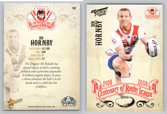 Card #   183 BEN HORNBY NRL Centenary of Rugby League