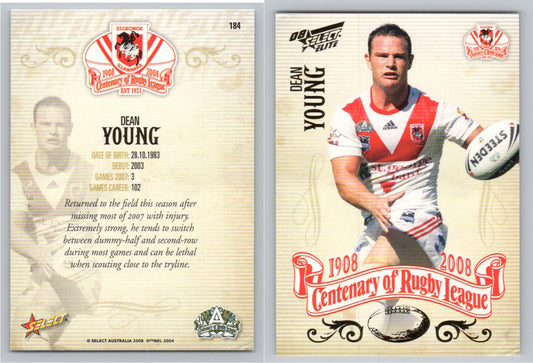 Card #   184 DEAN YOUNG NRL Centenary of Rugby League