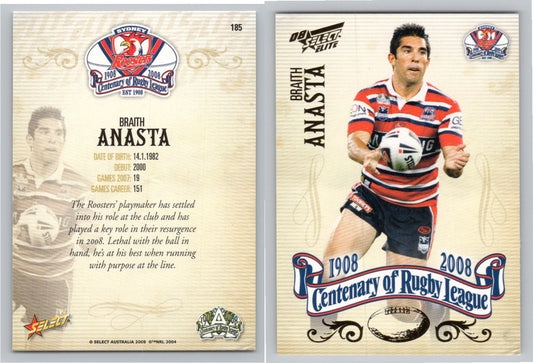 Card #   185 BRAITH ANASTA NRL Centenary of Rugby League