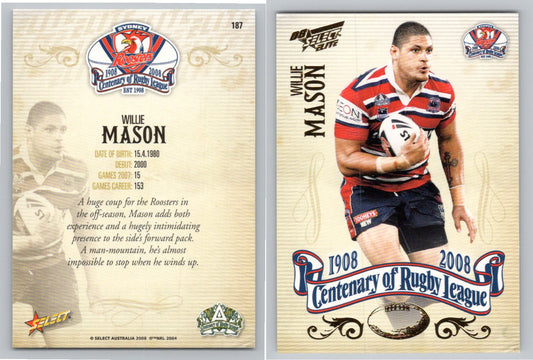 Card #   187 WILLIE MASON NRL Centenary of Rugby League