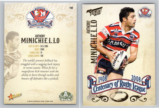 Card #   188 ANTHONY MINICHIELLO NRL Centenary of Rugby League
