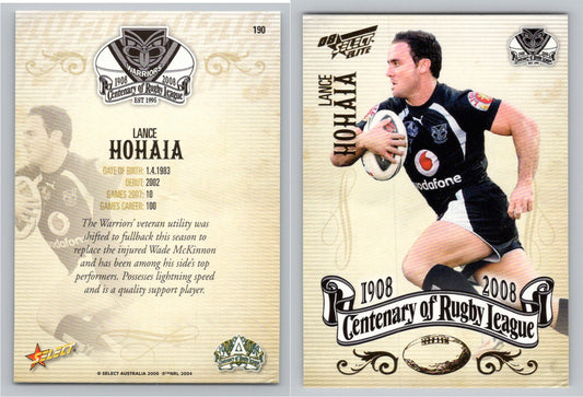 Card #   190 LANCE HOHAIA NRL Centenary of Rugby League