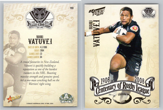 Card #   193 MANU VATUVEI NRL Centenary of Rugby League