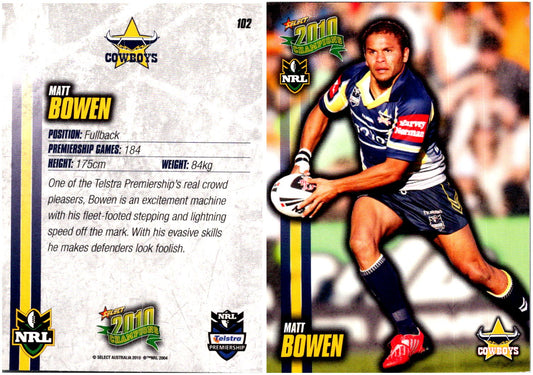Card #  102 Matt Bowen NRL 2010 Champions
