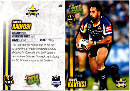Card #  106 Antonio Kaufusi NRL 2010 Champions