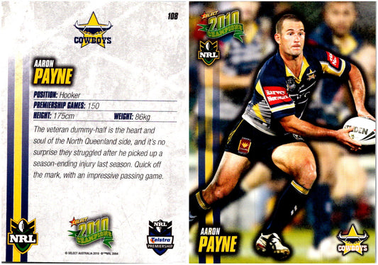 Card #  108 Aaron Payne NRL 2010 Champions