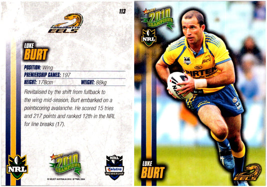 Card #  113 Luke Burt NRL 2010 Champions