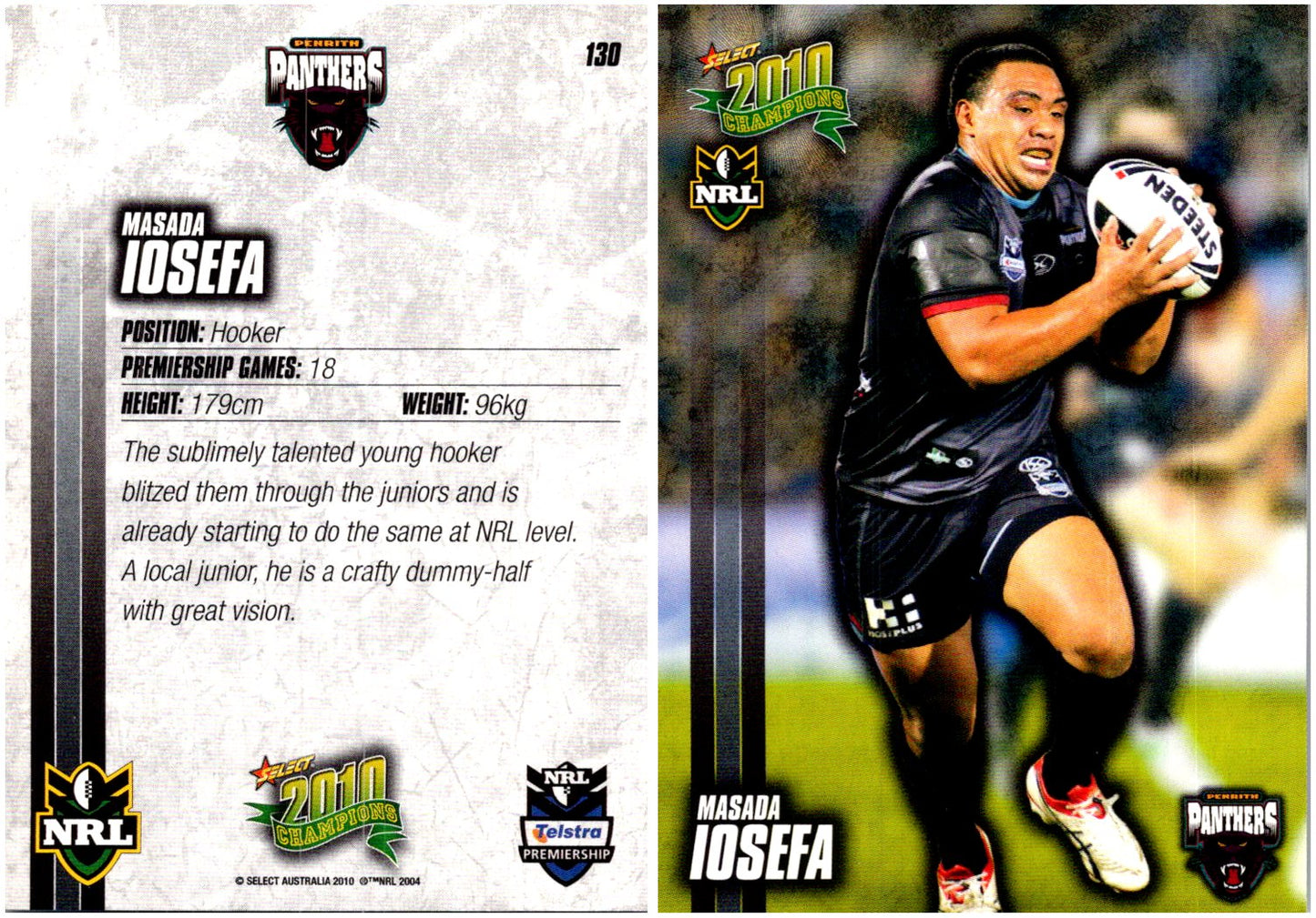 Card #  130 Masada Iosefa NRL 2010 Champions