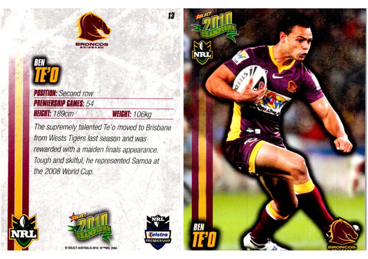 Card #  013 Ben Te'o NRL 2010 Champions