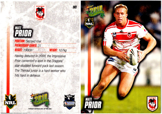 Card #  141 Matt Prior NRL 2010 Champions