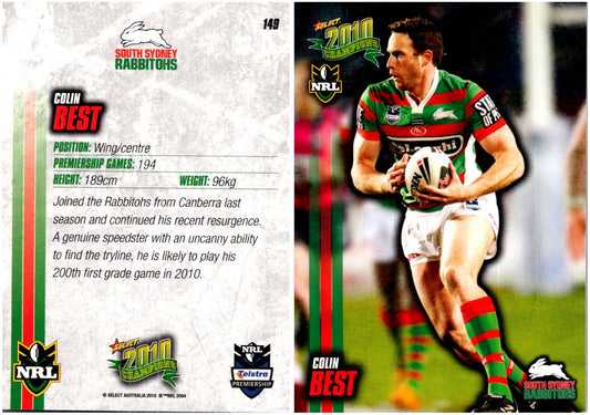 Card #  149 Colin Best NRL 2010 Champions