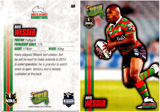 Card #  159 Rhys Wesser NRL 2010 Champions