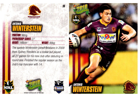 Card #  015 Antonio Winterstein NRL 2010 Champions