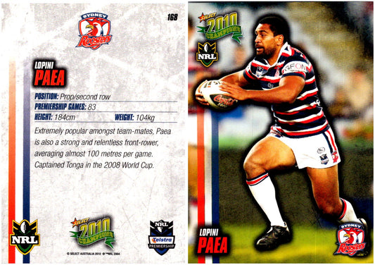 Card #  168 Lopini Paea NRL 2010 Champions