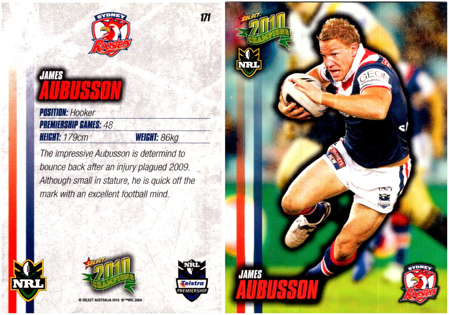 Card #  171 James Aubusson NRL 2010 Champions