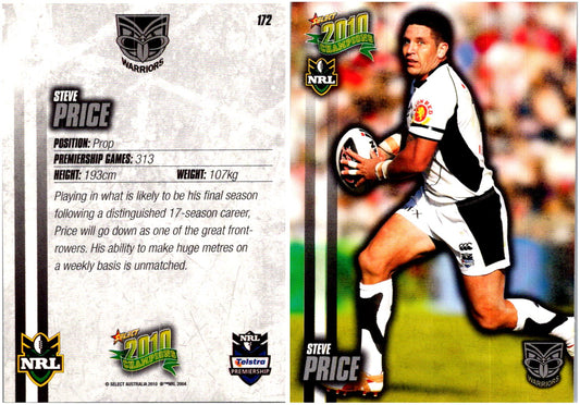 Card #  172 Steve Price NRL 2010 Champions