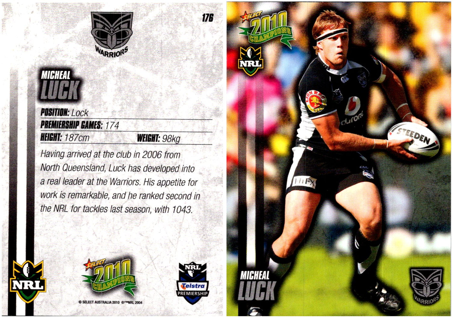 Card #  176 Micheal Luck NRL 2010 Champions