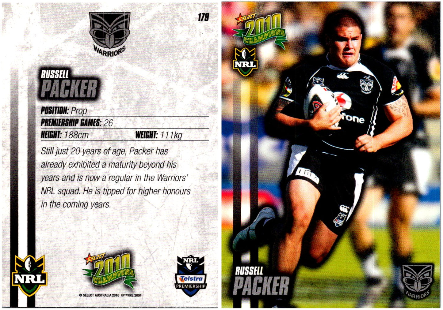 Card #  179 Russell Packer NRL 2010 Champions