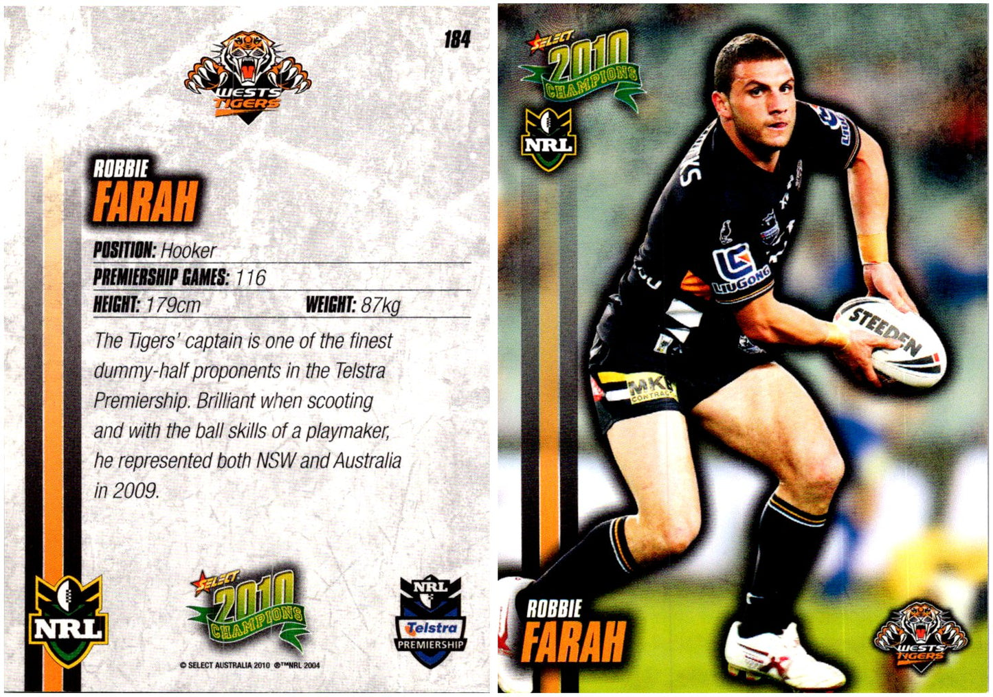 Card #  184 Robbie Farah NRL 2010 Champions