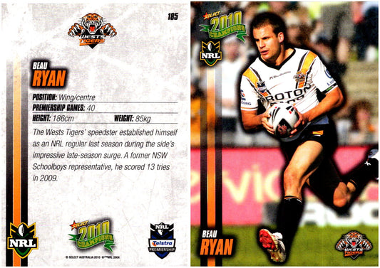 Card #  185 Beau Ryan NRL 2010 Champions