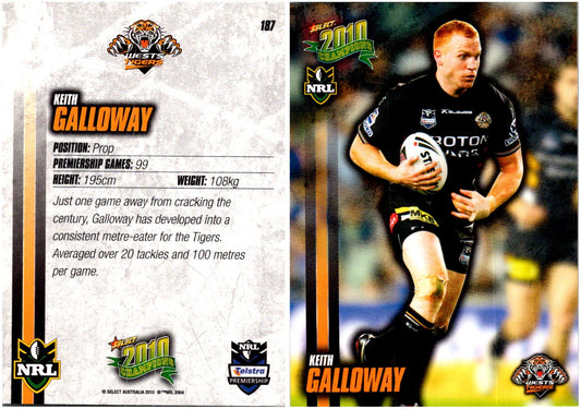 Card #  187 Keith Galloway NRL 2010 Champions