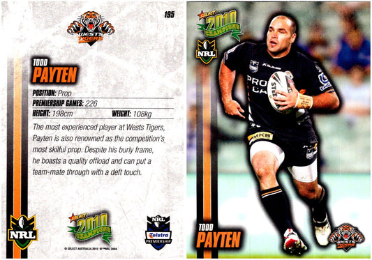 Card #  195 Todd Payten NRL 2010 Champions