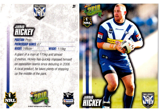Card #  021 Jarrad Hickey NRL 2010 Champions