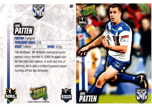 Card #  025 Luke Patten NRL 2010 Champions