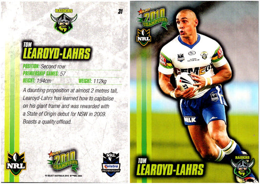 Card #  031 Tom Learoyd-Lahrs NRL 2010 Champions
