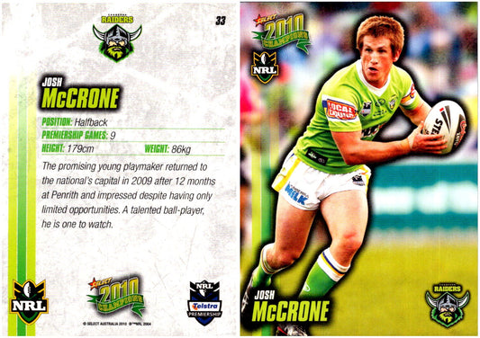 Card #  033 Josh McCrone NRL 2010 Champions