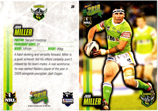 Card #  034 Josh Miller NRL 2010 Champions