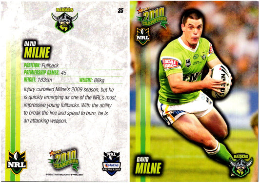 Card #  035 David Milne NRL 2010 Champions