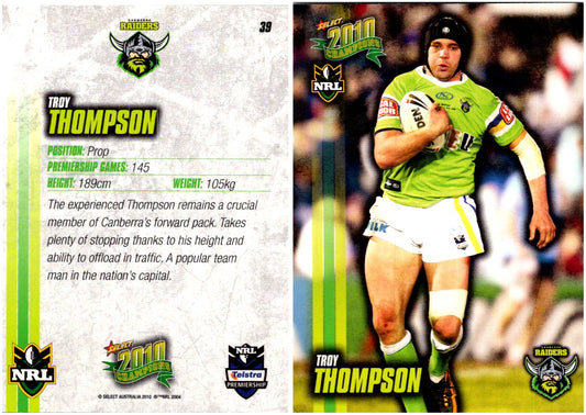 Card #  039 Troy Thompson NRL 2010 Champions