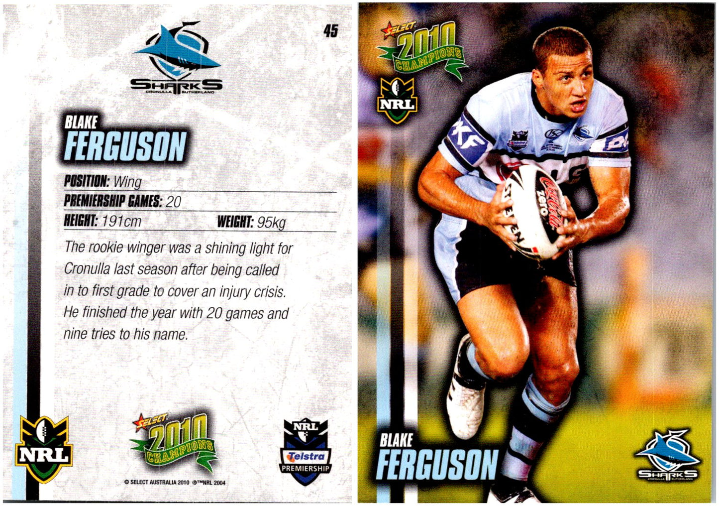 Card #  045 Blake Ferguson NRL 2010 Champions