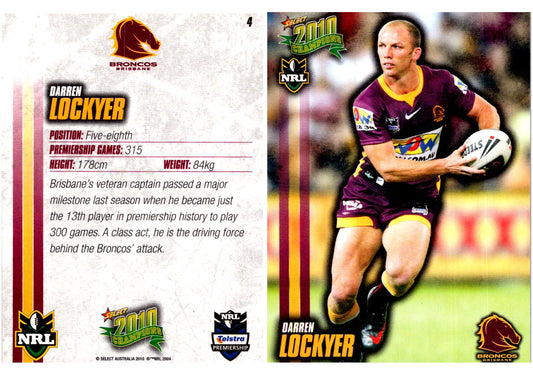 Card #  004 Darren Lockyer NRL 2010 Champions