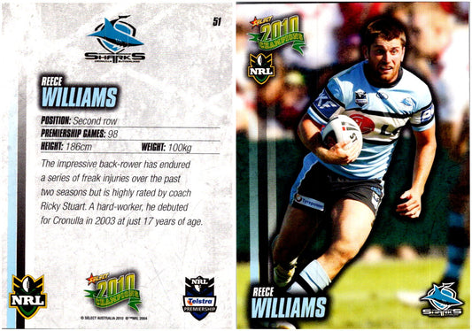 Card #  051 Reece Williams NRL 2010 Champions