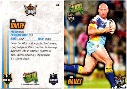 Card #  053 Luke Bailey NRL 2010 Champions