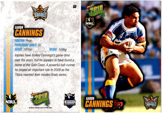 Card #  055 Aaron Cannings NRL 2010 Champions