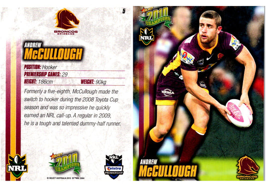 Card #  005 Andrew McCullough NRL 2010 Champions