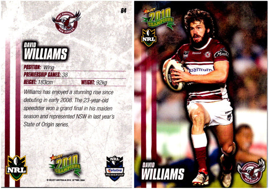 Card #  064 David Williams NRL 2010 Champions