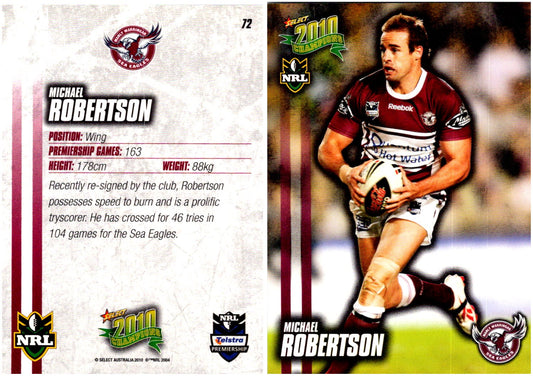 Card #  072 Michael Robertson NRL 2010 Champions