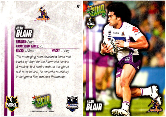 Card #  077 Adam Blair NRL 2010 Champions